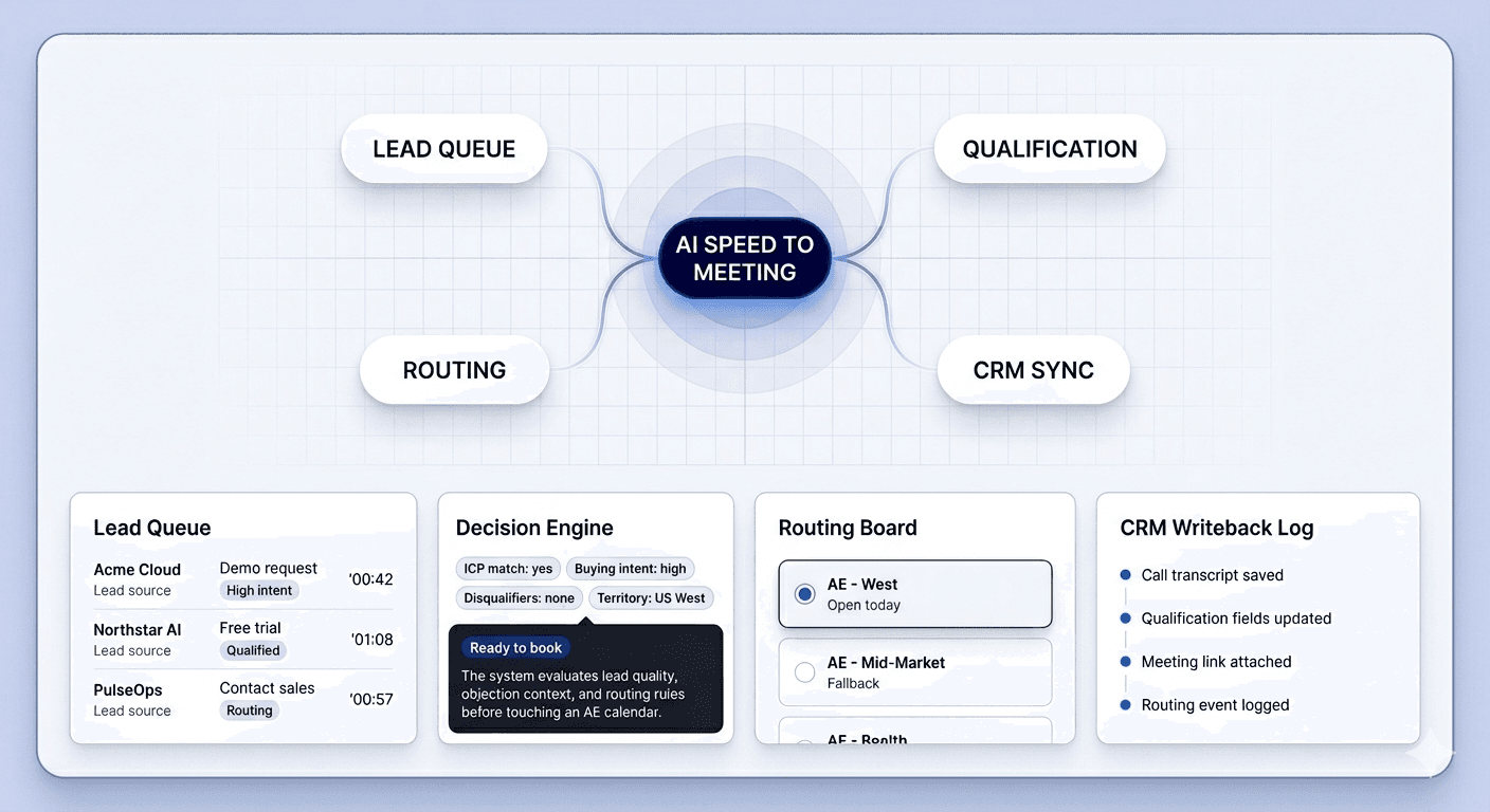 Inbound control center showing qualification, routing, and CRM visibility.